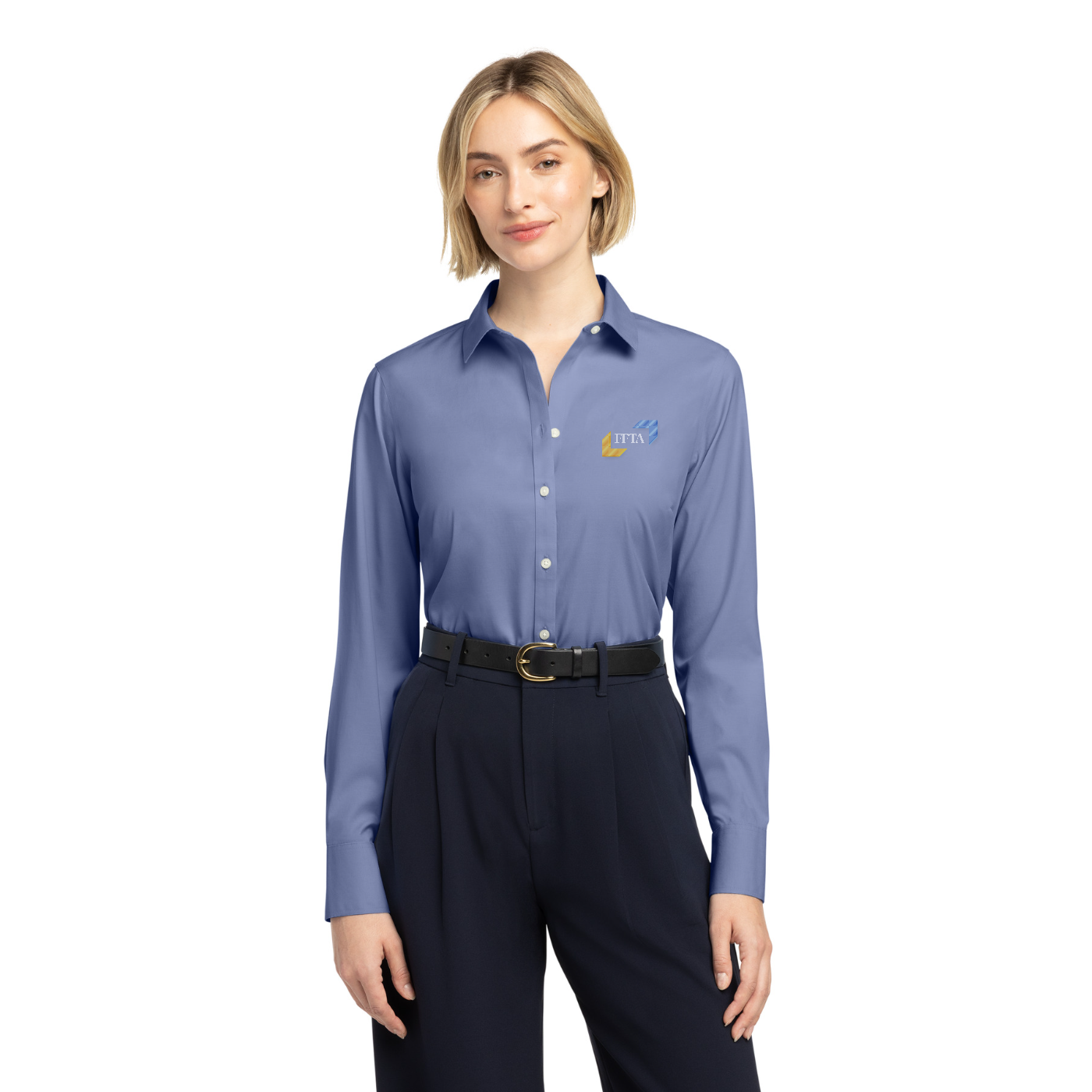 Brooks Brothers Women's Wrinkle-Free Stretch Pinpoint Shirt — model